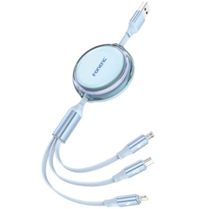 CABLE 3 EN 1 RETRACTIL X113 BLUE 2.4A 1.1MT FONENG