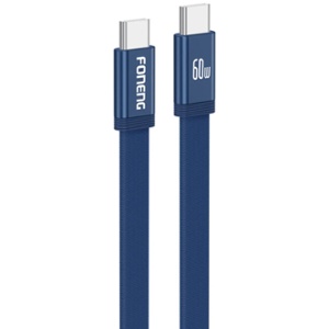 CABLE TIPO-C/TIPO-C X121 BLUE 1.2MT 60W FLAT METAL FON