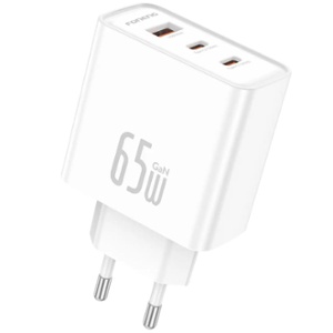 CARGADOR TIPO-C/TIPO-C GaN50 65W 3USB-A+C+C FONENG