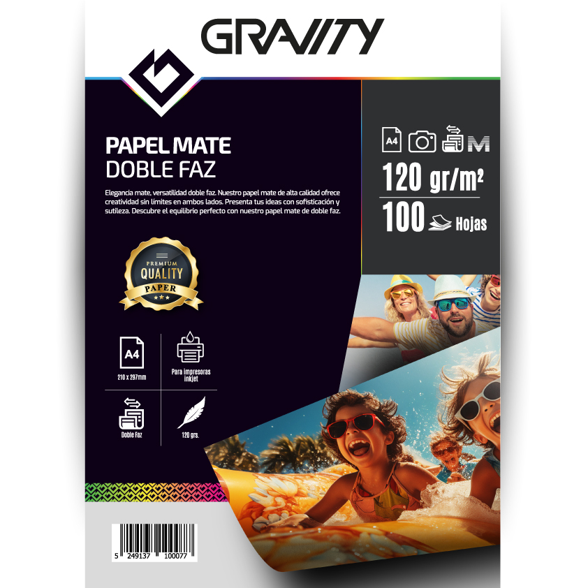 Papel Foto A4 120grs Matte Inkjet Doble Faz x100