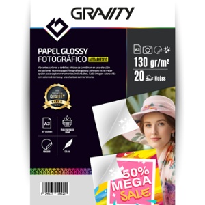 PAPEL FOTO A3 ADHE. 130grs GLOSSY x20