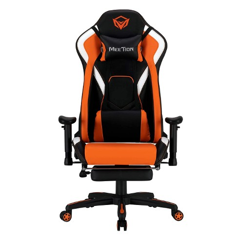 SILLA GAMER CUERO C/APOYAPIES BK + ORANGE MT-CHR22
