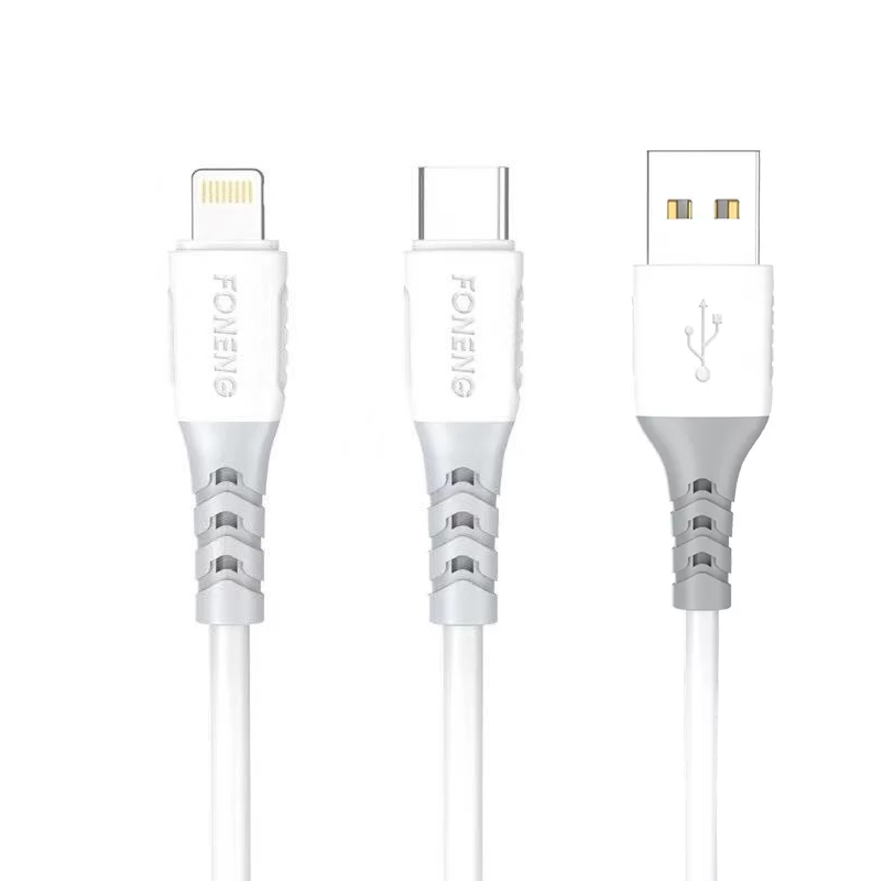 CABLE USB A MICRO / TIPO-C O IPHONE X66 3A 1MT O 2MT FONENG