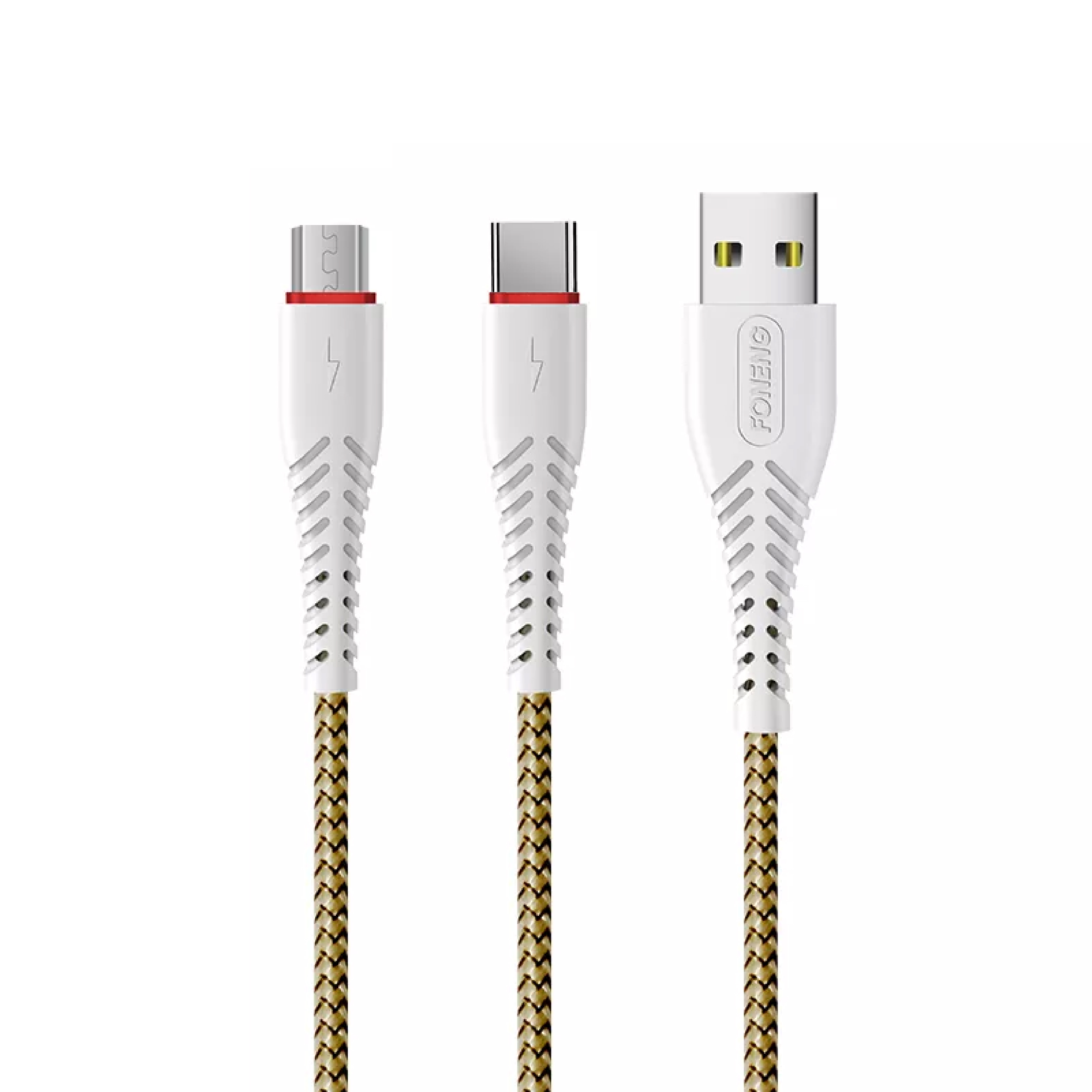 CABLE USB A TIPO-C O IPHONE X15 BLANCO 2.4A 1.2MT TRENZADO FONENG