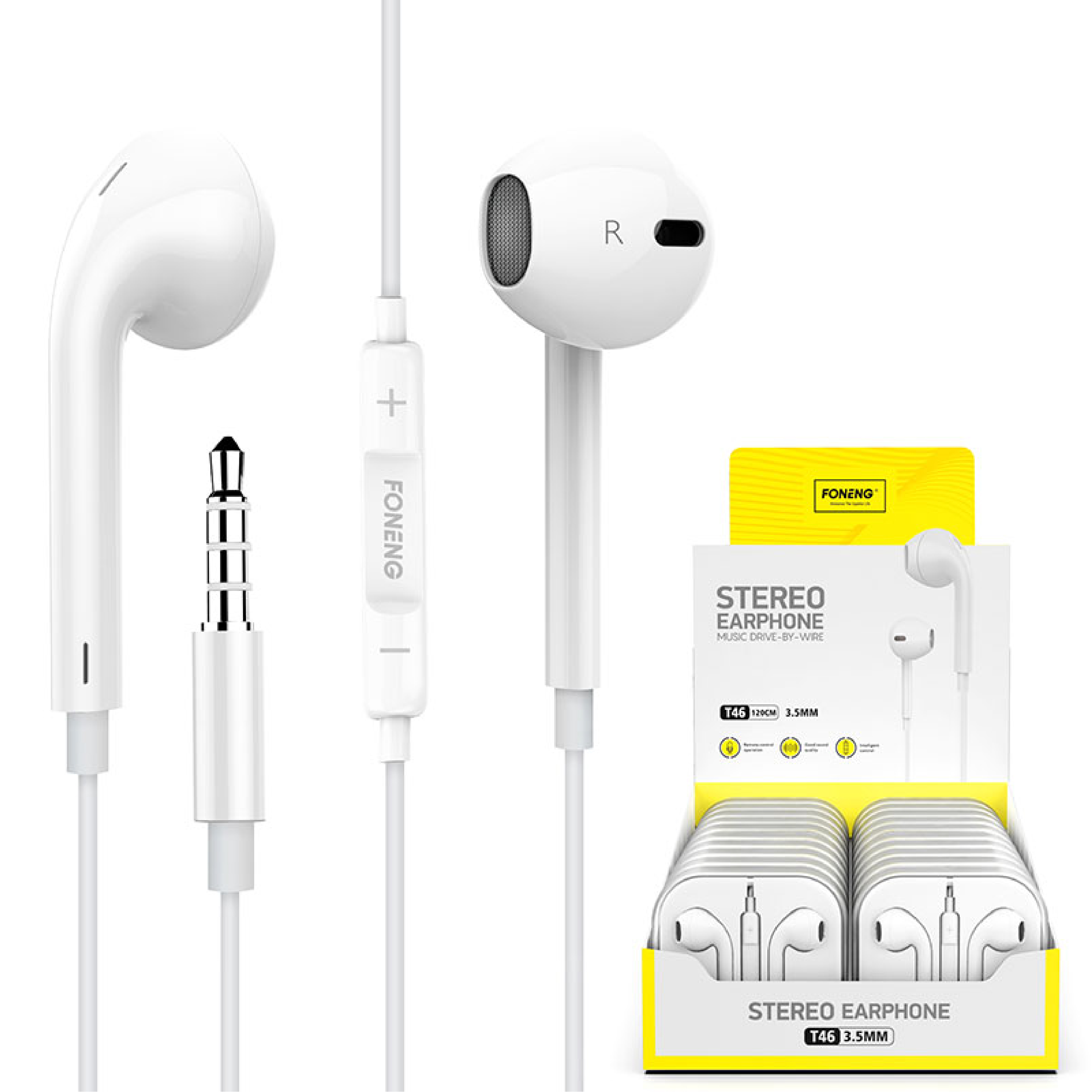 KIT AURICULARES T46 WHITE 20PCS FONENG